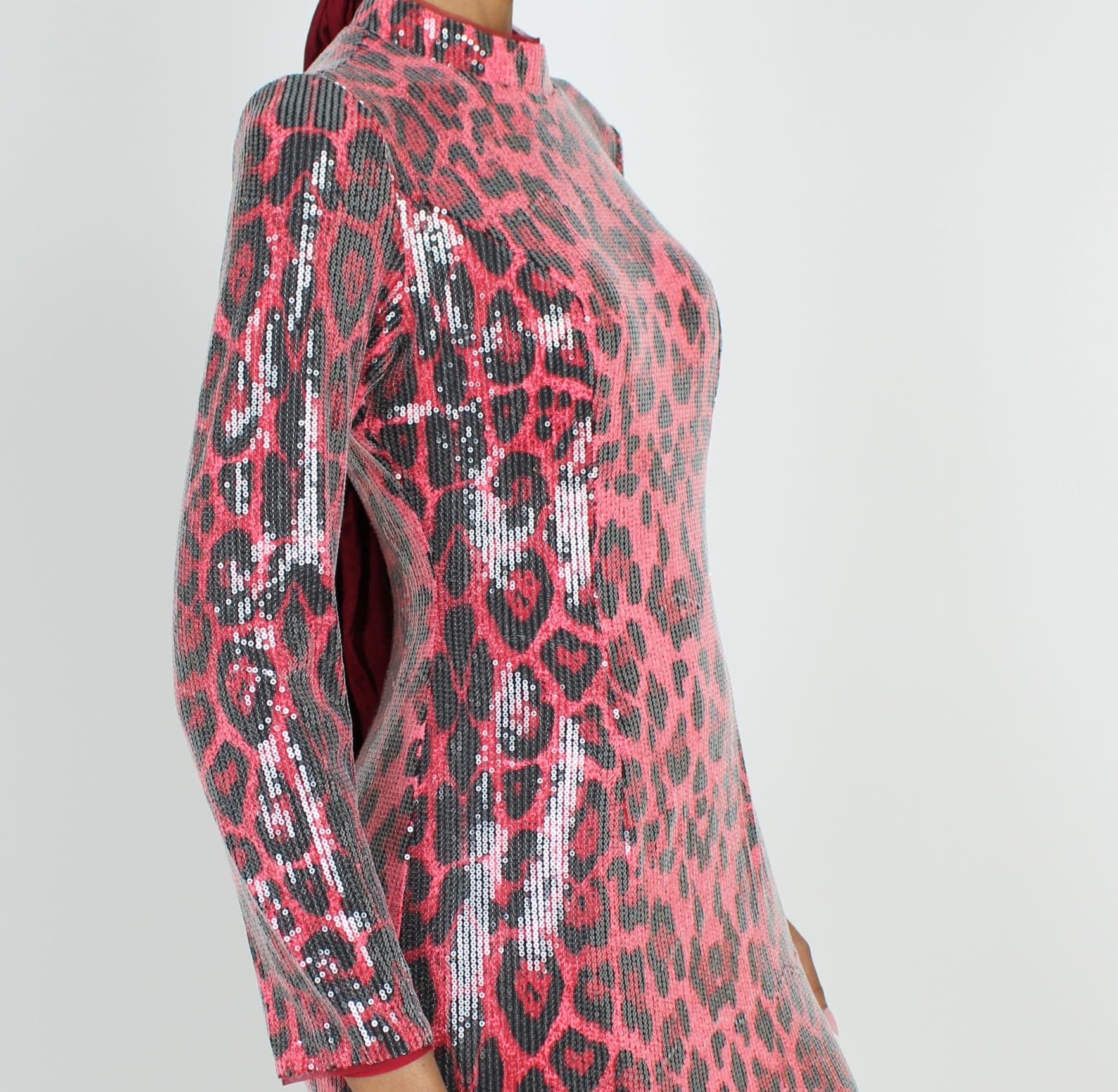 ALEYA RED LEOPARD SEQUIN DRESS